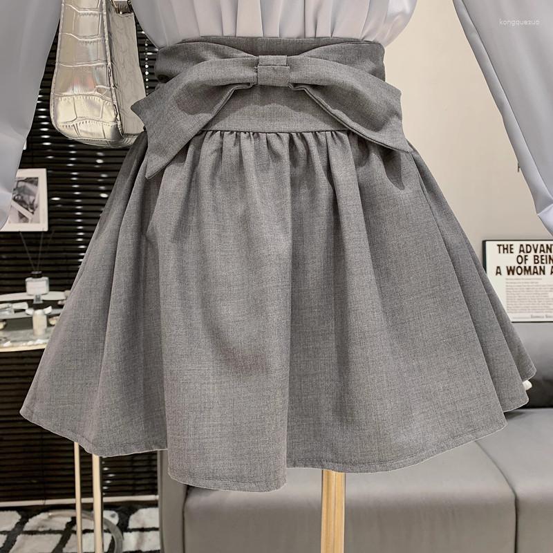 

Skirts 2023 Summer Fashion Bow Design High Waist Slim Pleated Skirt Versatile Girl A-line, Black