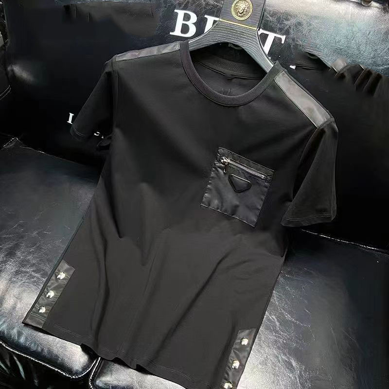 

Summer Designer Shirt Mens T-Shirts Casual Tshirts Breathable Man Tees Shirts Tops With Budge Shorts Tees Streewears -4XL, Black