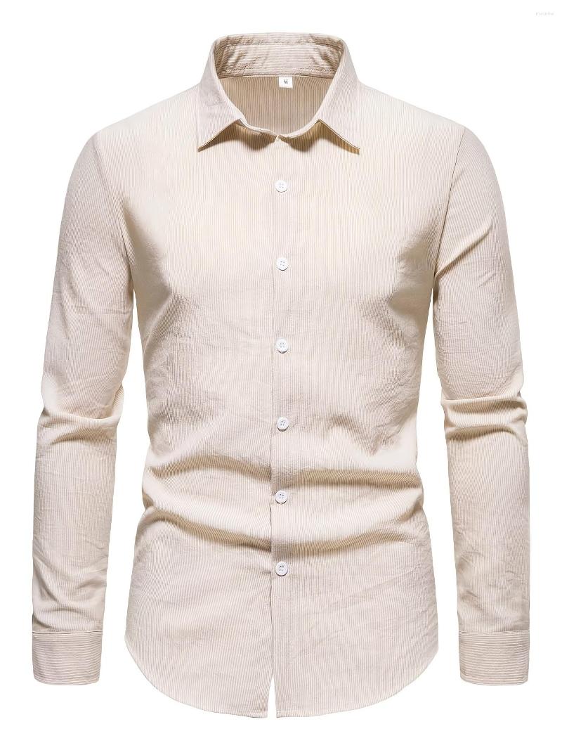 

Men's Casual Shirts  Smaller Slim Fit Striped Long Sleeve Shirt, Khaki