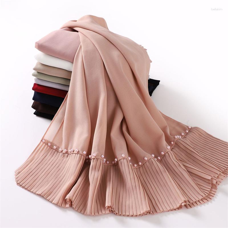 

Scarves Muslim Women Chiffon Hijab With Embroidery Flower Edge Lace Side Hijabs Laces Patches Decoration