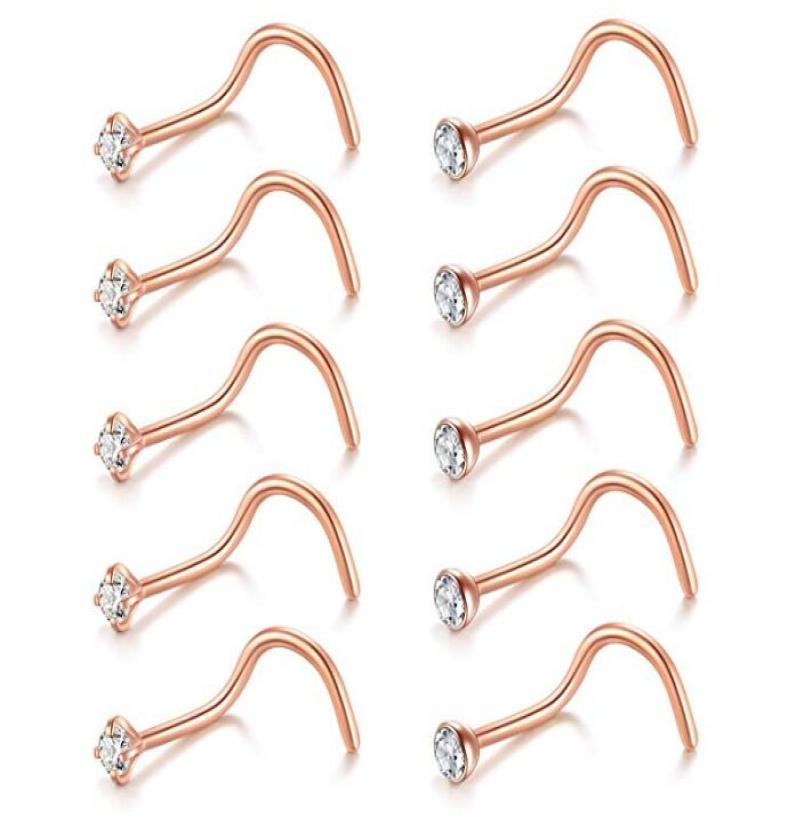

Tragus Piercing Zircon Screw Nose Stud Body Jewelry Wholes Rhinestone Nose Ring Eyebrow Bar Helix Cartilage Earring Stud1937966