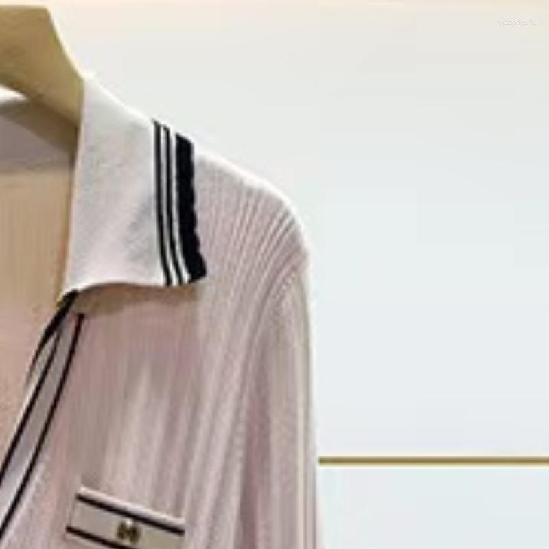 

Casual Dresses Fashionable And Comfortable One-piece Dress Single Breasted Slim V-neck Knitted Long Sleeve, Navy blue