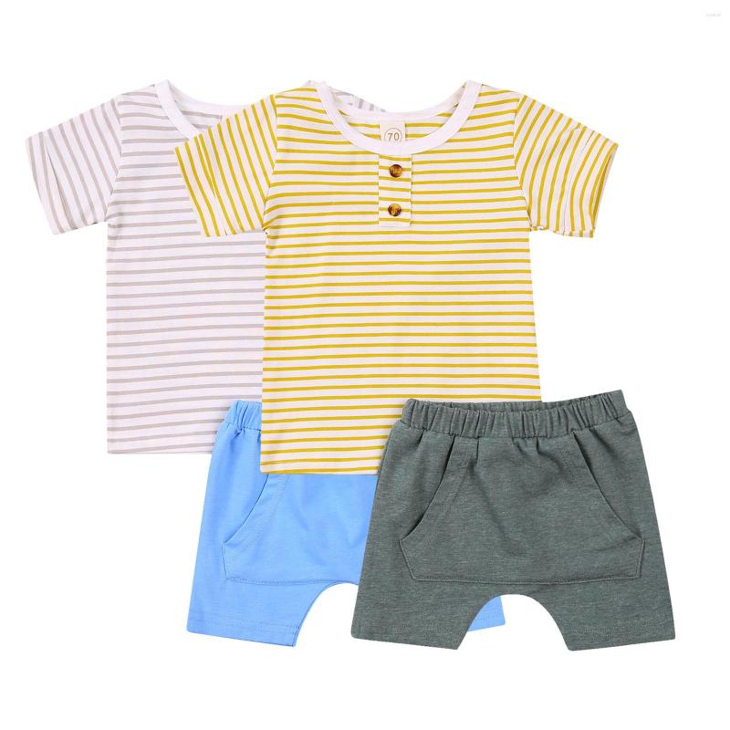 

Clothing Sets 3Color ! Born Baby Striped Cotton T-Shirt Solid Shorts Pants Boy Girl Summer Spring Outfit Clothes Set