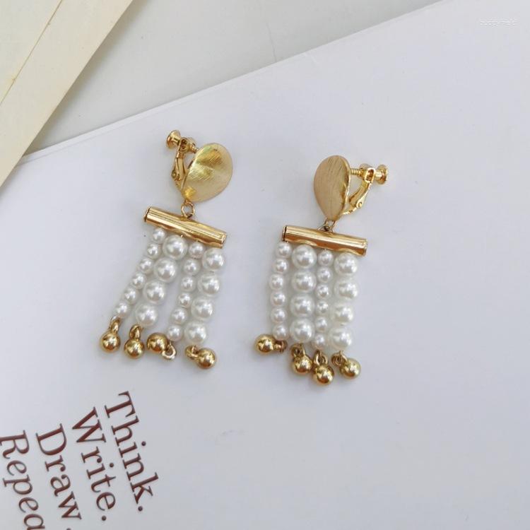 

Dangle Earrings Fashion Long Tassel Simulation Pearl Pendant Ladies Wedding Gold Color Chain Temperament