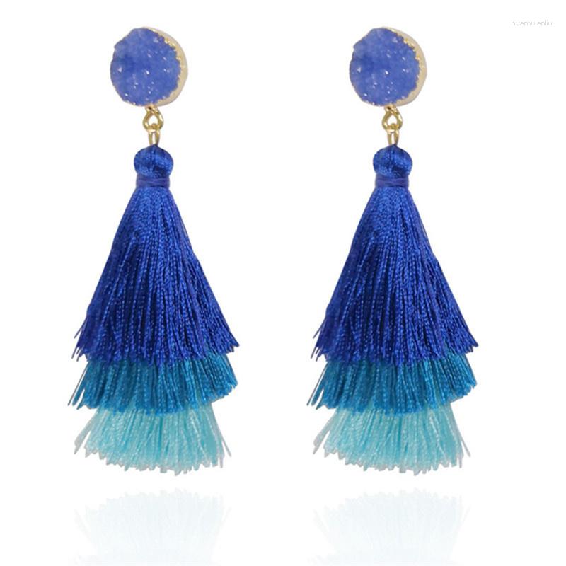 

Dangle Earrings 2023 Fashion Layered Drop Tassel For Women Boho Tower Shaped Long Natural Crystal Boucles D'oreilles