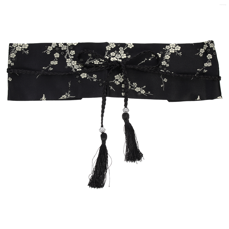 

Belts Waist Belt Bow Tie Wrap Embroidery Clothing Decor Wide Corset For Girls Women Female, Black