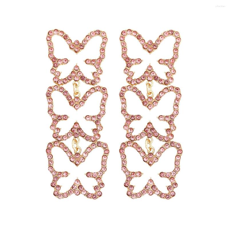 

Dangle Earrings Girlgo Boho Style Multilayer Butterfly Long Drop For Women Colorful Crystal Embellished Sweet Valentine's Day