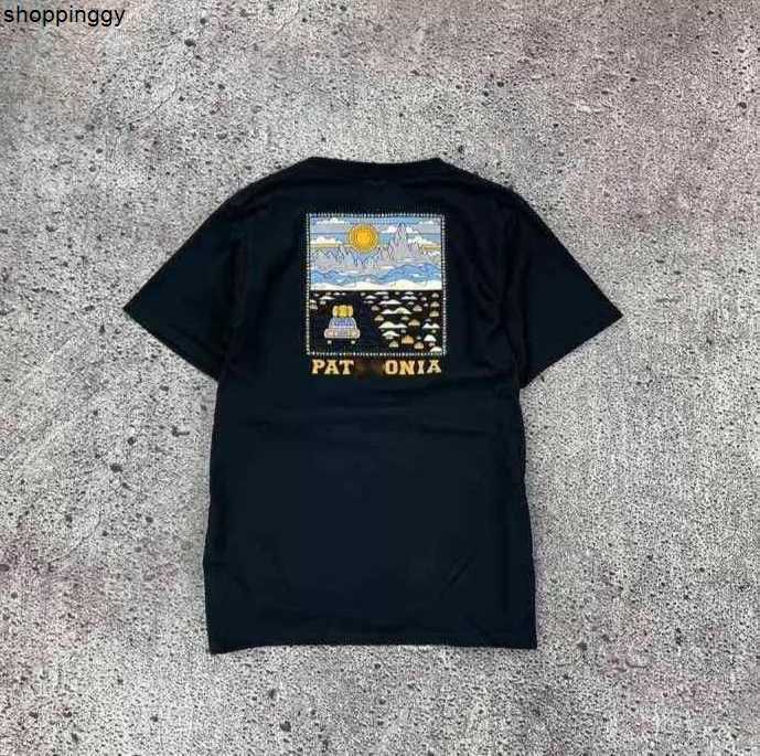 

T-shirts Designer Luxurys Patagonias American Retro Outdoor Bata Back Sunset Printing Fast Drying Couple Dw