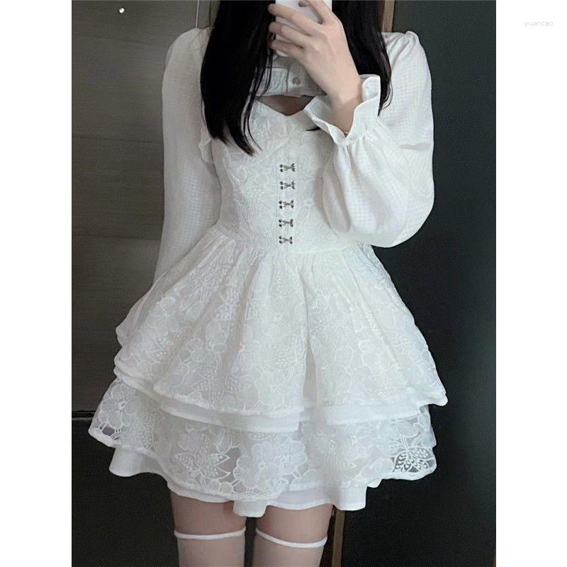 

Women' Tracksuits Spicy Girl Suit Women Autumn Elegance Long Sleeve Tops Two Piece Sets Lace Sweet Cool High Waist Shorts Korean