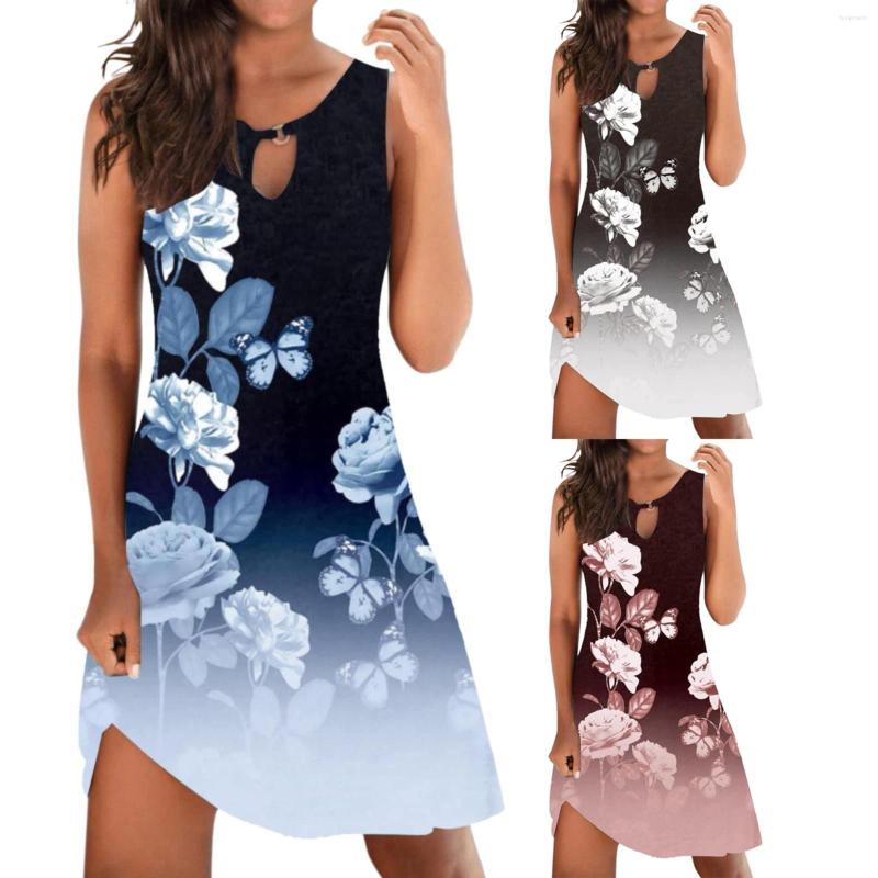 

Casual Dresses Women's Sleeveless Floral Print Sundress Summer Long Dress For Women, Grey