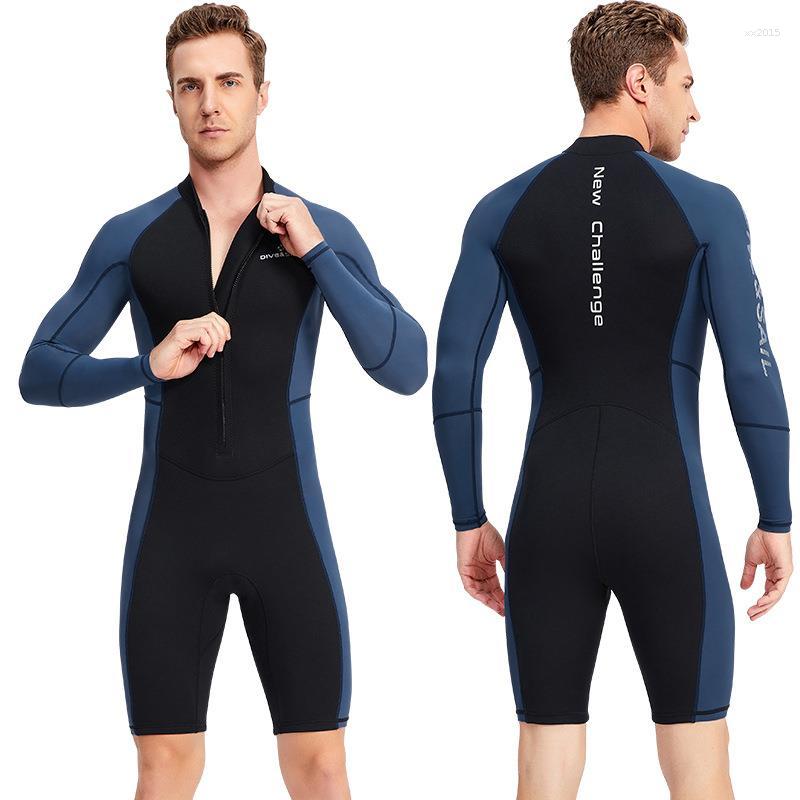 

Women's Swimwear 1.5mm Neoprene Wetsuit Men Front Zip One-Piece Swimsuits Diving Suit UV-proof Sun Protective Snorkeling Kayaking Surfing, D131071m-bk-1.5mm