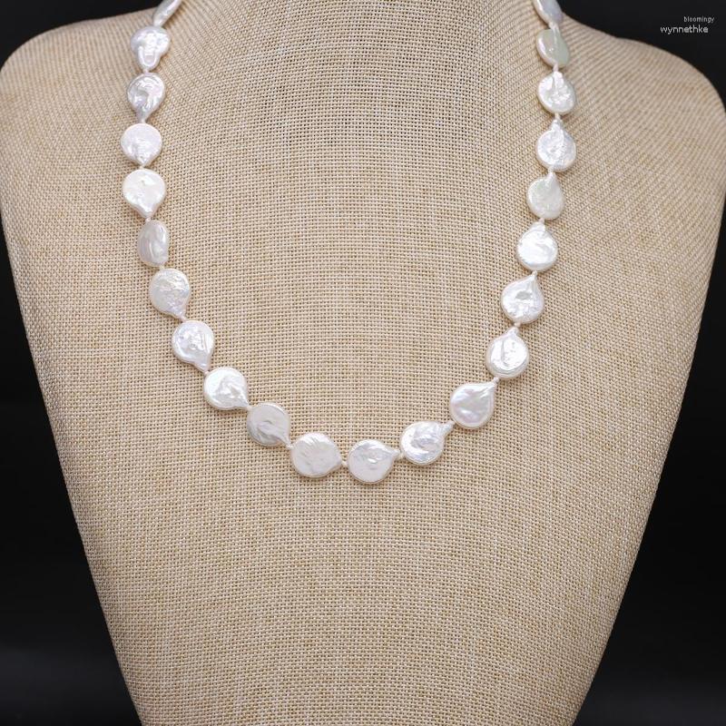 

Chains Natural Irregular Flat Water Drop Shape Pearl Necklace Cultured Freshwater Baroque Beads For Jewelry Women Gift