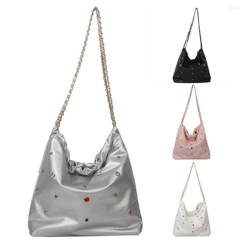 

Evening Bags PU Composite Shoulder Bag Breathable Women Pillow Crossbody Durable Chain Scratch Resistant Suction Buckle Daily Leisure, Black