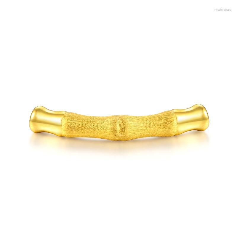 

Link Bracelets Pure 24K Yellow Gold Bracelet 3D 999 Women Bamboo 1.86g