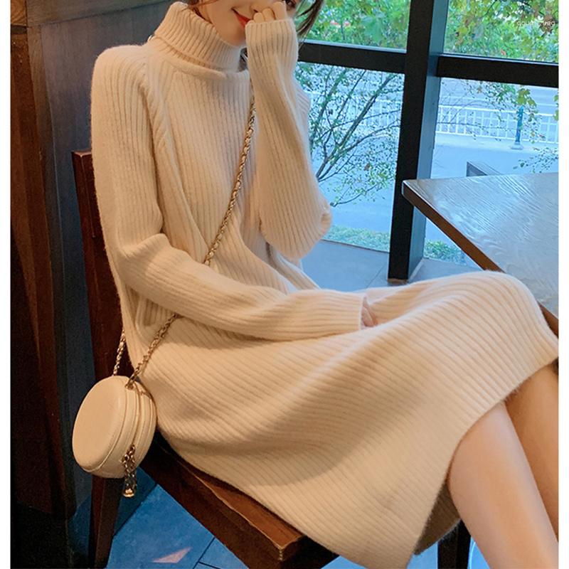 

Party Dresses Spring French Style Mid-length Chenille Woolen Skirt Women's Pullover Lazy Japanese Outer Wear Turtleneck Sweater, Outerwear idle style