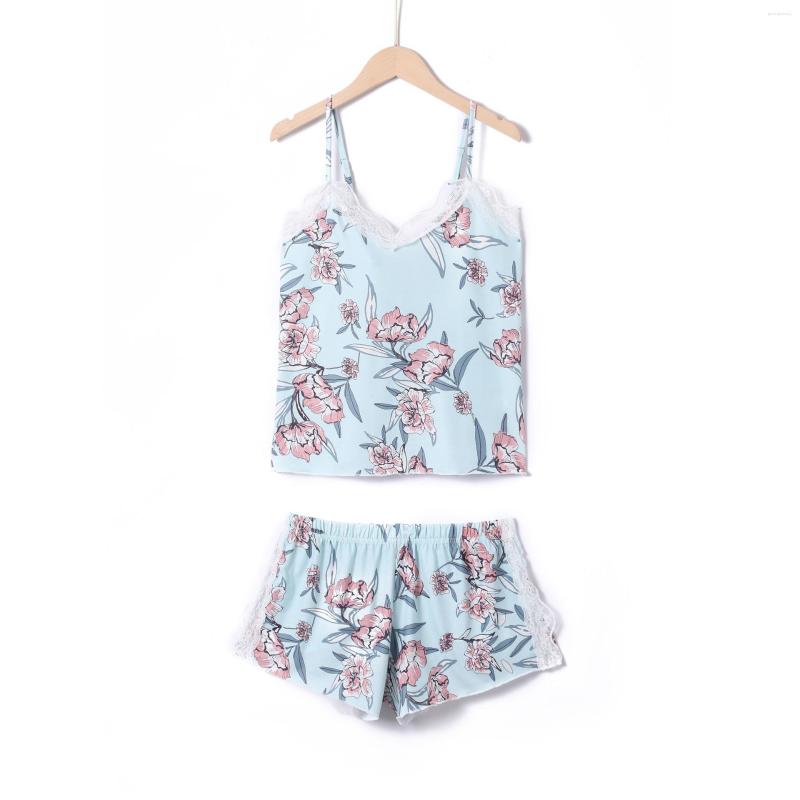 

Women' Tracksuits 2023 Women' Two-Piece Fashion Sexy Suspender Lace Printed Shorts Suit Home Clothes Casual Pants