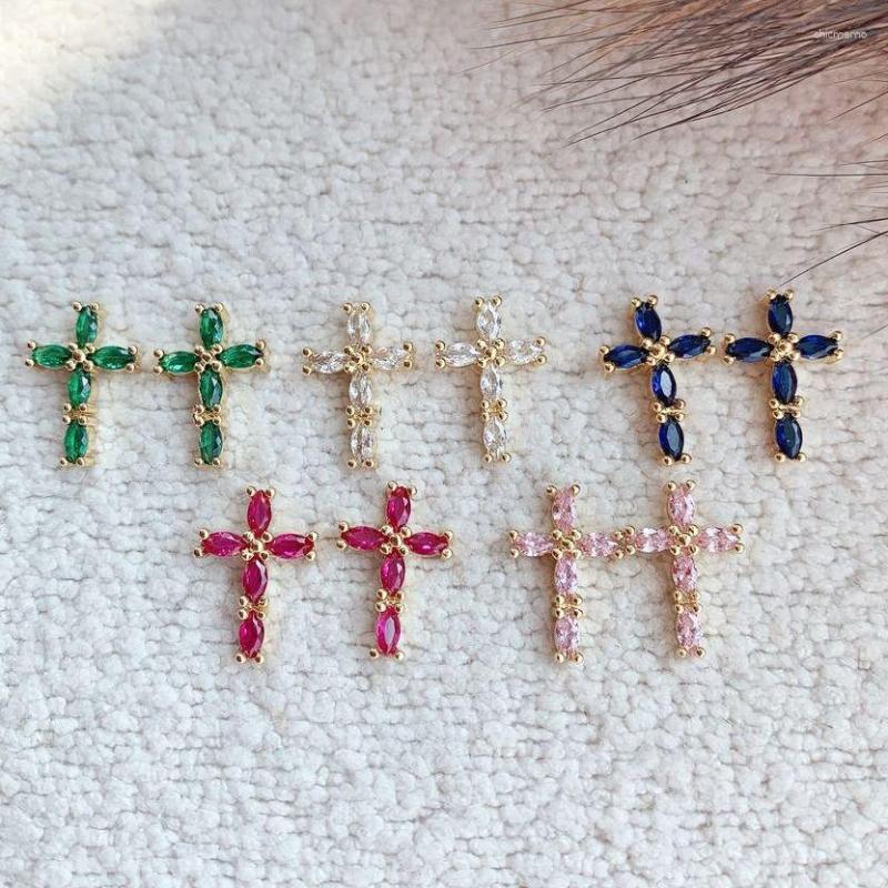 

Stud Earrings 6Pair Fashion Cubic Zircon Pave For Gifts Elegant Trendy Cross Fine Jewelry Women Earring