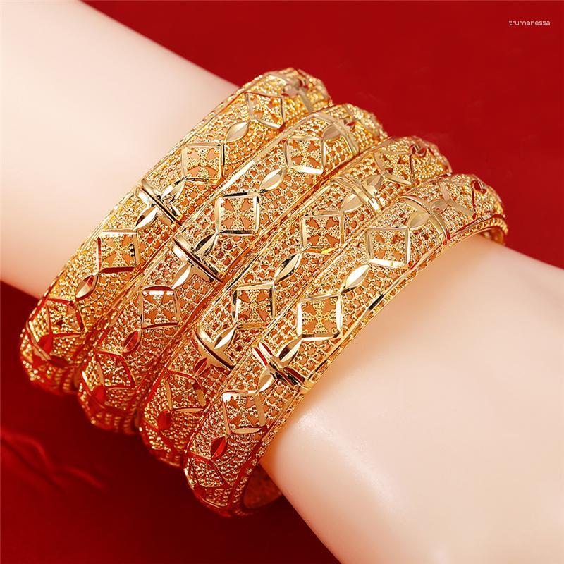 

Bangle Luxury Gold Color Ethiopian Cuff Bangles For Women Dubai Ramadan Open Bracelet Bride Wedding Jewelry Pulseras Mujer Raym22
