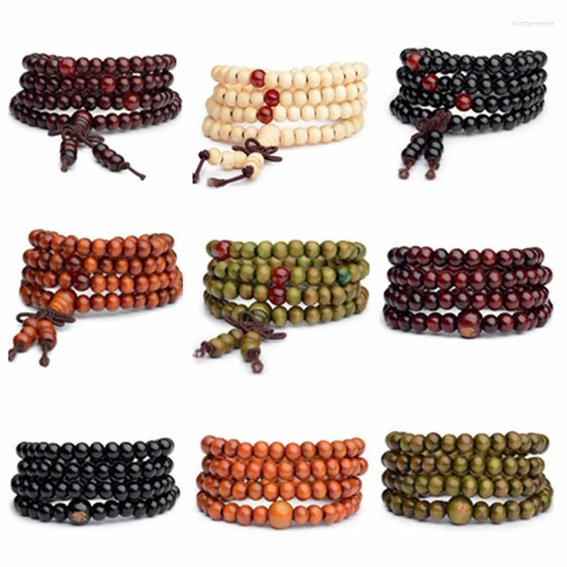 

Strand Beaded Strands 1Pcs 6mm Natural Sandalwood Buddhist Buddha Meditation Wood Prayer Bead Mala Bracelet Bangles Women Men Jewelry Bijoux