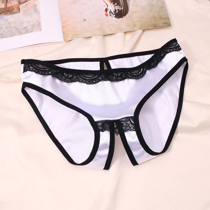 

Women's Panties Women's Sexy Underwear Silk Satin Crotchless Thong G-string Seamless Low-rise Open Crotch Lingerie Ladies Underpants
