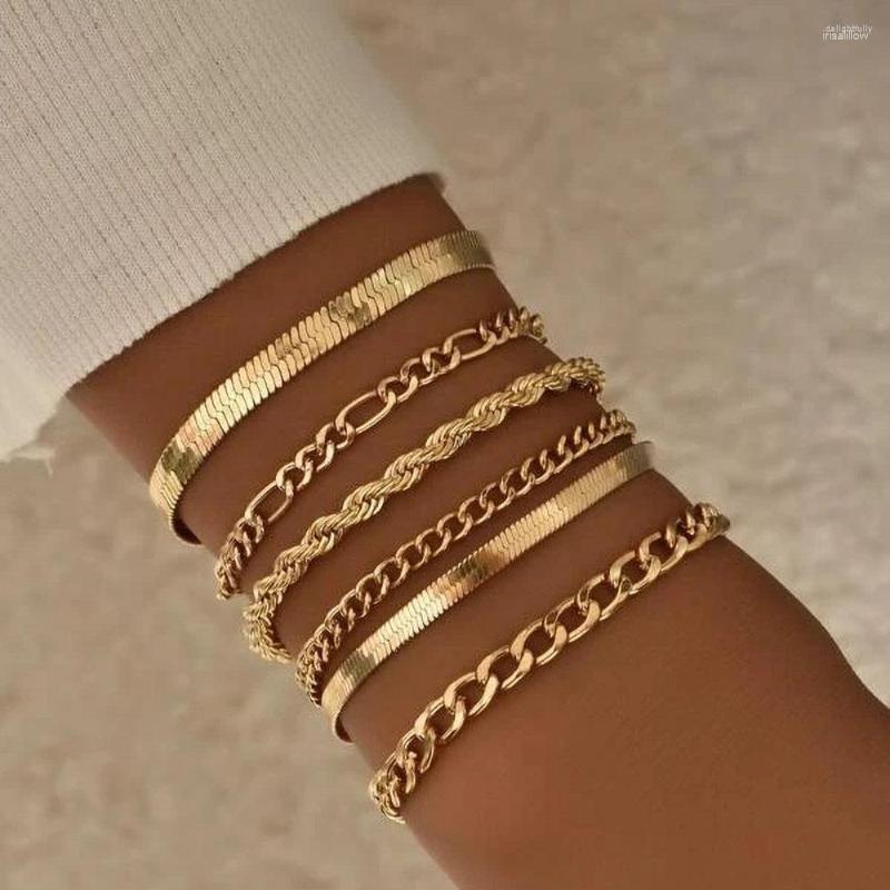 

Anklets Geometric Boho Gold Color Multistyle Punk Snake Chain Rope Combination Bracelet Summer Multilevel Beach Handmade Jewelry