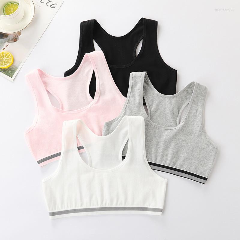 

Camisoles & Tanks Lingerie Girls' Puberty Sports Vest ' Pure Cotton Anti Protrusion Dots 12-14-16 Year Old Bra, Black