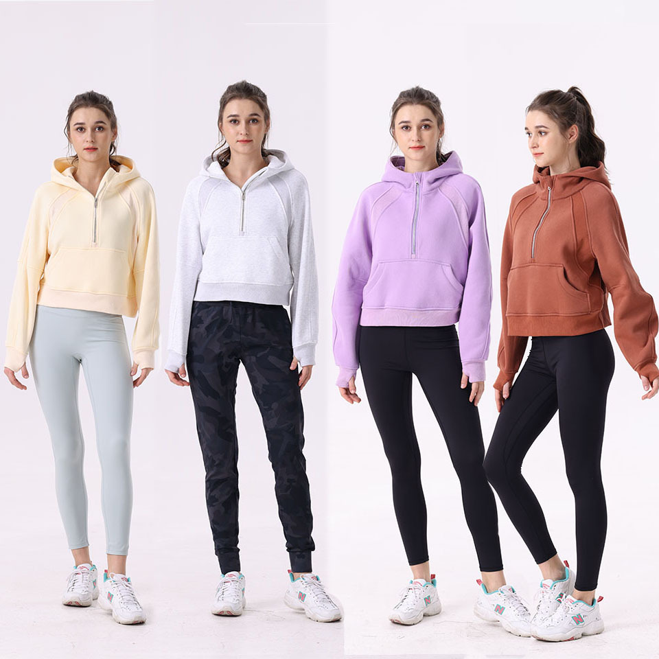 

designer lulul Women' Autumn Hoodies & Sweatshirt Yoga Suit Jacket Ladies Sport Half Zipper thick Loose Short Style With Fleecelu lulus lemons