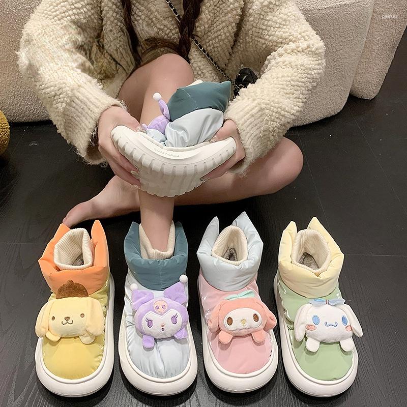 

Slippers Down Cloth Plush Short Boots Women Autumn And Winter House Cartoon Cute Design Platform Cotton Botas Femininas, Blue