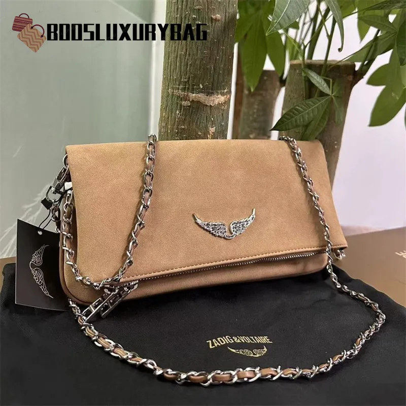 

Fashion Designer Woman Bag For Women Zadig Voltaire Shoulder bag Vintage Rivet Handbag Purse Original Box Genuine Leather cross body chain h, Black rivet