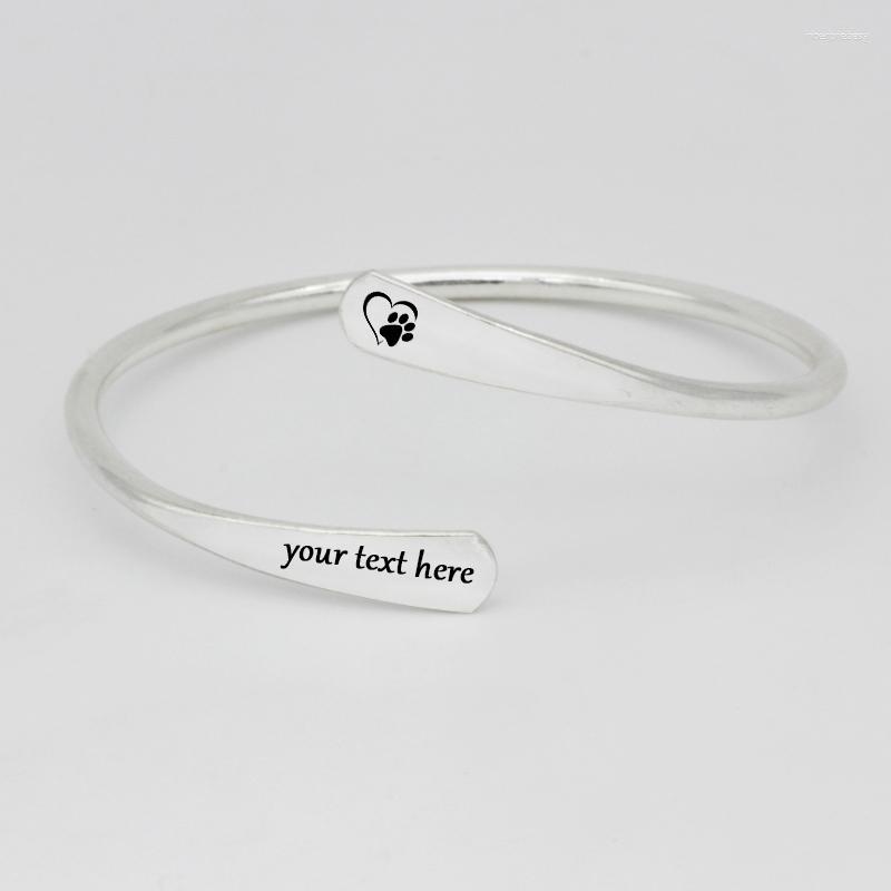 

Bangle Engraved Dog Bracelet Simple Fashion Women Stainless Steel Open Bangles Jewelry Gift For Can Customized YP4221