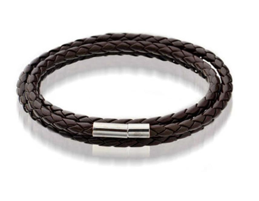 

Mens Weaving Leather Bangle Charms Bracelets BlackBrown Magnetic Clasp Double Wrap Wristband Beautiful Designer Bracelet Friendsh8194970