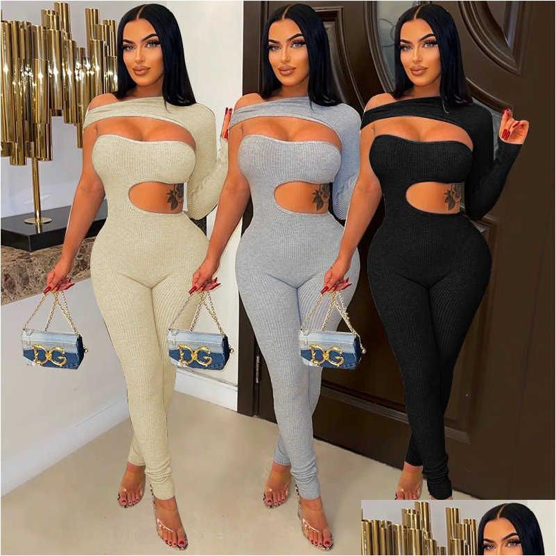 

Women'S Jumpsuits Rompers 2023 Womens Spring Fashion Bodysuit Clubwear Halter Off Shoder Black Clothes Drop Delivery Apparel Clothi Dha3W, Black5