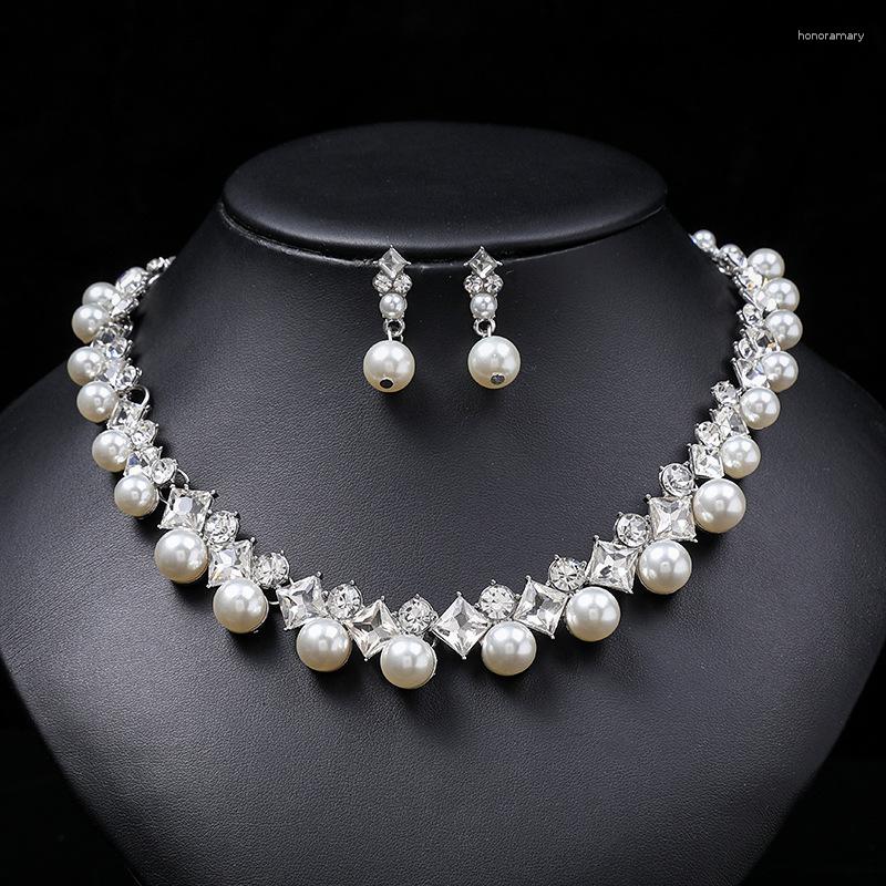 

Necklace Earrings Set Women's Jewelry Pearl Dinner Wedding Holiday Gift, Picture shown