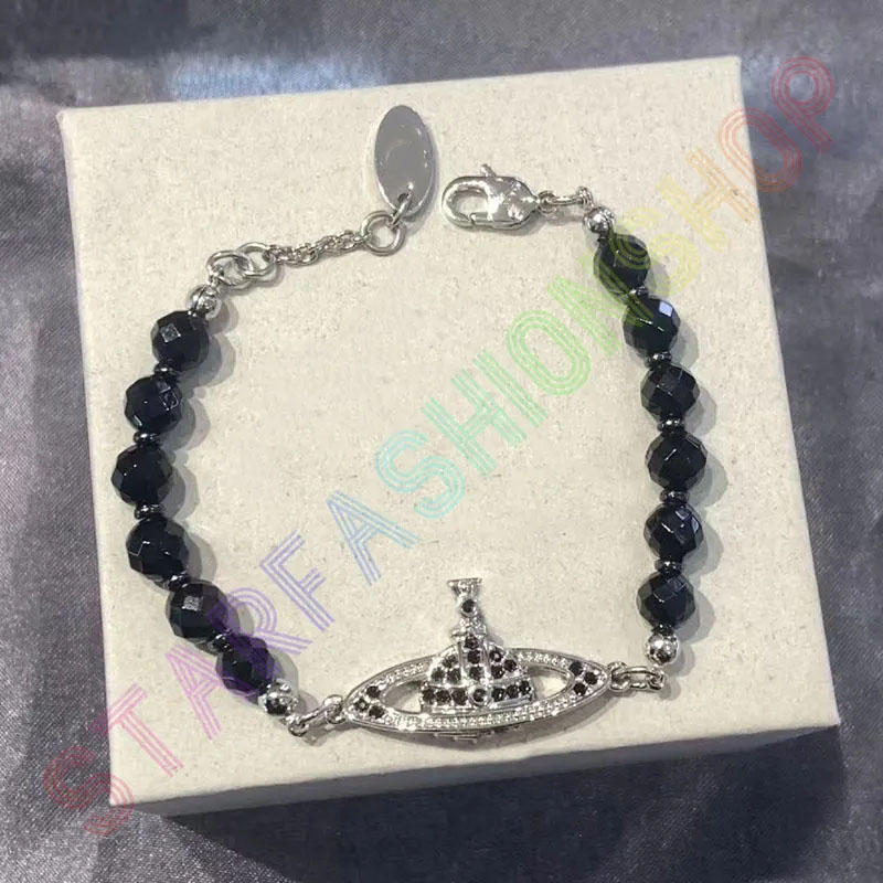 

Saturn Black Onyx bracelet pearl beaded strand diamond tennis planet bracelets woman gold designer jewelryfashion accessories