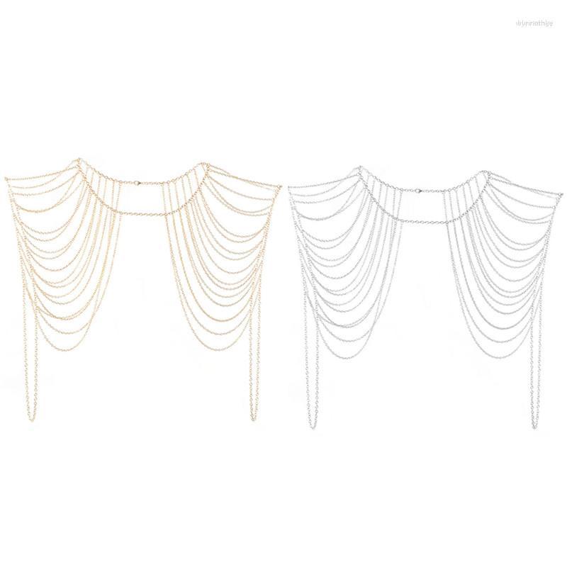 

Chains Bohemian Punk Chain Necklaces Collar Shoulder Style Long & Pendants Women Sexy Statement Body Jewelry