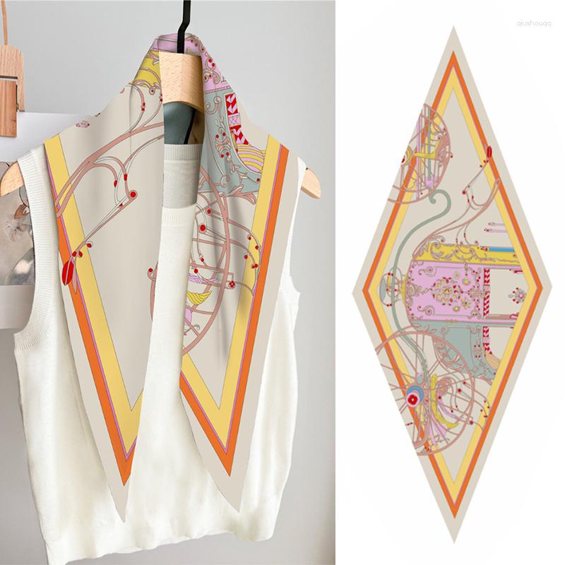 

Scarves 2023 Lozenge Luxury Design Print Skinny Silk Scarfs Women Foulard Neck Ties Female Hairband Lady Headband Soft Satin Gift