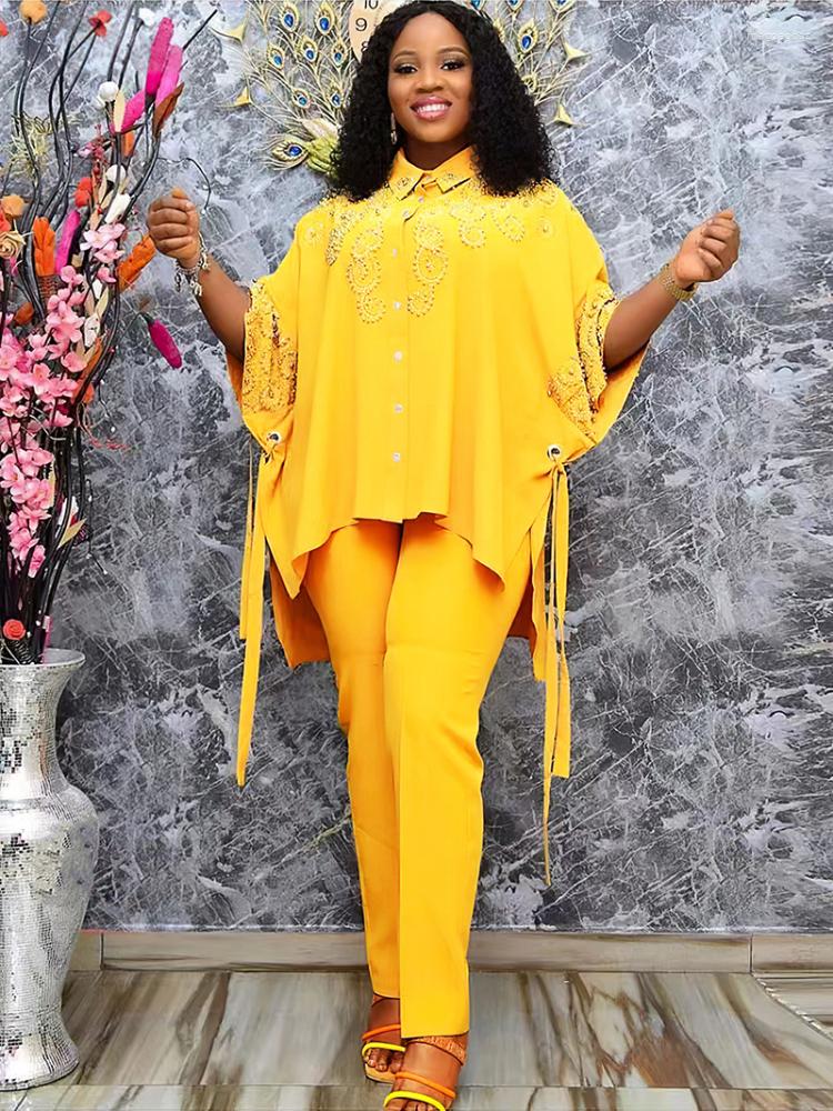 

Ethnic Clothing 2 Pieces Sets Summer Women Clothes Dashiki African Tops And Pants Trousers Suits 2023 Plus Size Party For Lady Outfits