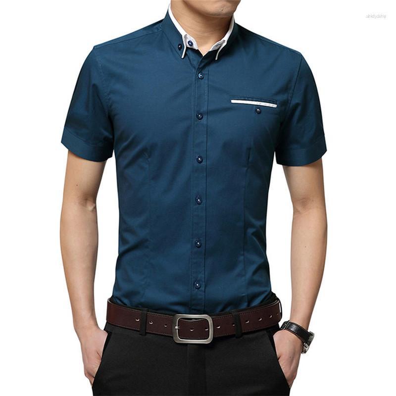 

Men's Casual Shirts Men's Summer Brand Shirtquality Men's 2023 Party Business Cotton Shirt Short Sleeves Turn-down Collar Tuxedo, Pink