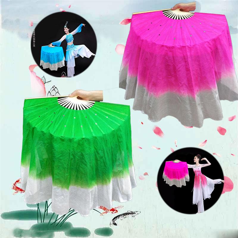 

Stage Wear Big Size 81cm(31.8") Oriental Dance Fan Veils 2 Sides Gradient Color Hand-dyed Chinese Traditional Short Fans Polyester, Pink