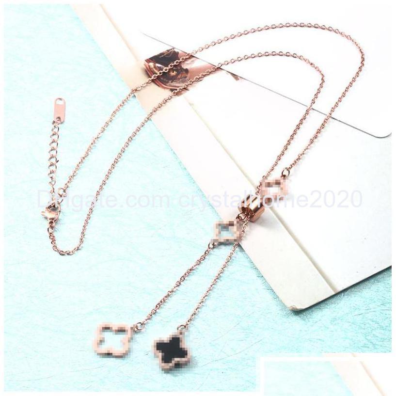 

Pendant Necklaces Beautif Fourleaf Clover Necklace 18K Rose Gold Plating Stainless Steel Flower Drop Delivery Dhrup