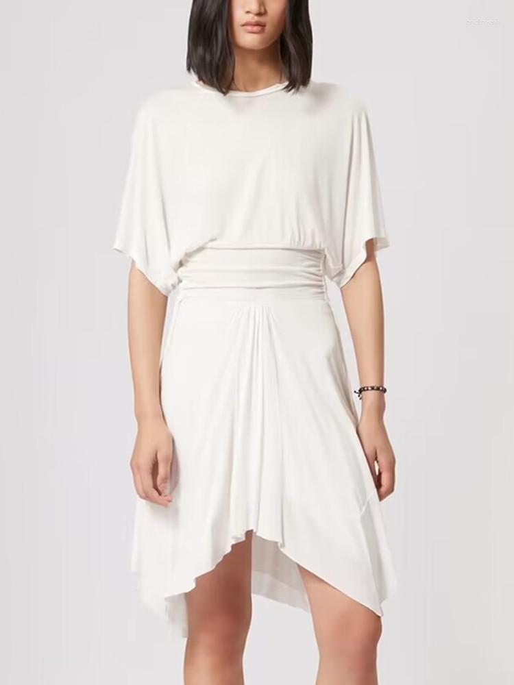 

Skirts 2023 Spring Summer Women Drawstring Pleated Round Neck Top/skirt Of The Same Style, Black top