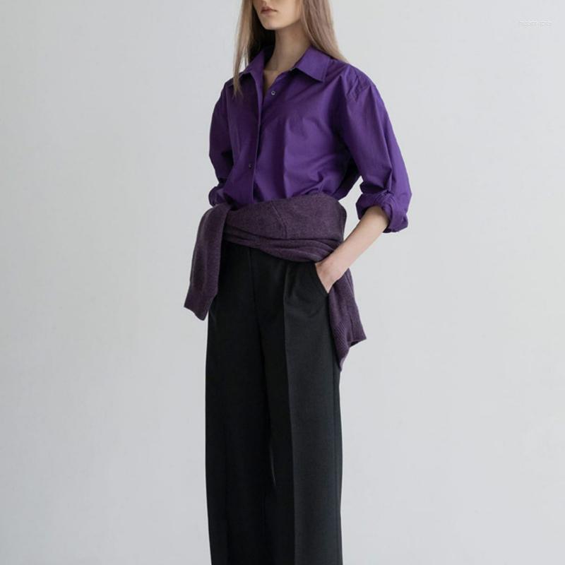 

Women's Blouses 2023 Spring And Summer Women Platycodon Purple Long-sleeved Cotton Shirt