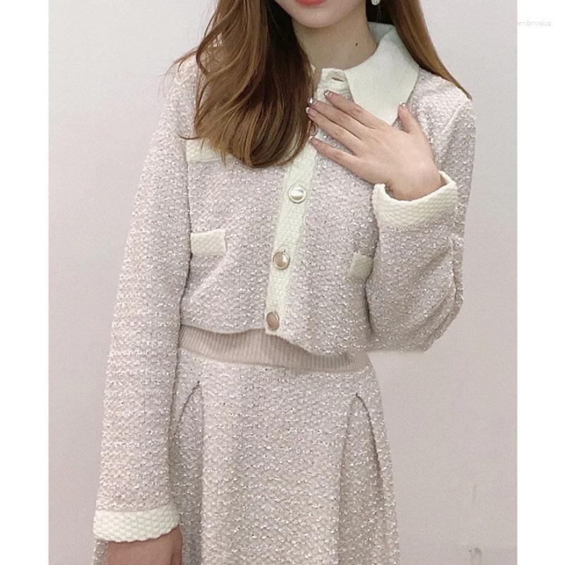 

Women' Jackets WAKUTA Turn Down Collar Contrast Color Detachable Chaquetas Single-breasted Jacket JAPAN Autumn Winter Clothes Women Coat, Pink skirt