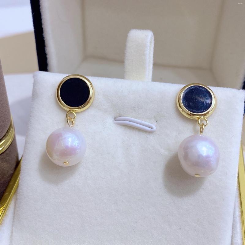 

Dangle Earrings Classic Vintage Black Round Design With 9-11mm Edison Pearl Gifts