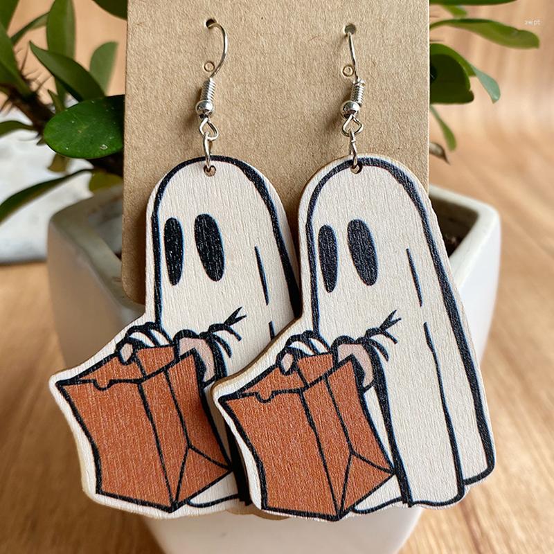

Dangle Earrings Halloween Horror Ghost Wooden Earring Jewelry Party Retro Trendy Display High Quality Women For Festival