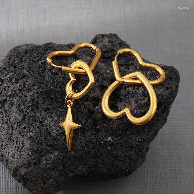 

Dangle Earrings Creative Peach Heart Cross Ladies Stainless Steel Gold Color Waterproof And Anti-Fading Jewelry