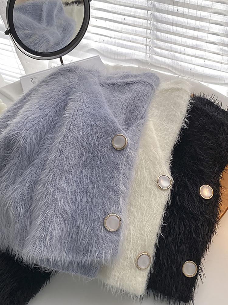 

Women's Knits HeliarJumpers Plus Size Button Up Velvet Cardigans For Women Autumn Knitted Fashion French Sweater, Black