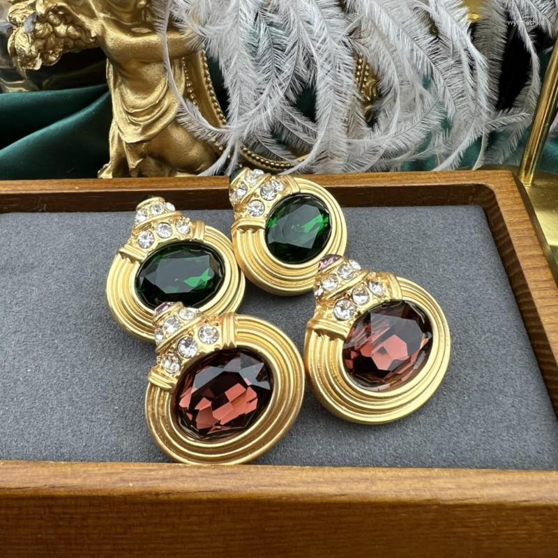 

Stud Earrings Medieval Inlay Zircon Rhinestone Heavy