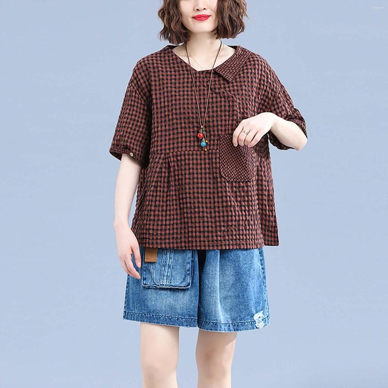 

Women's Blouses Womens Casual Gingham Short Sleeve Top With Female Shirt Fitted Dress Shirts For Women Leggings, Yellow