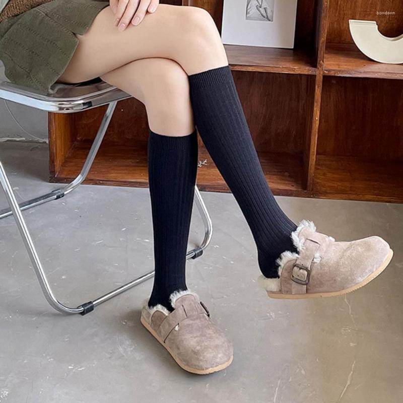 

Women Socks Fashion Knee Ribbed Anti-pilling Winter Fall Sports Knitted, Black
